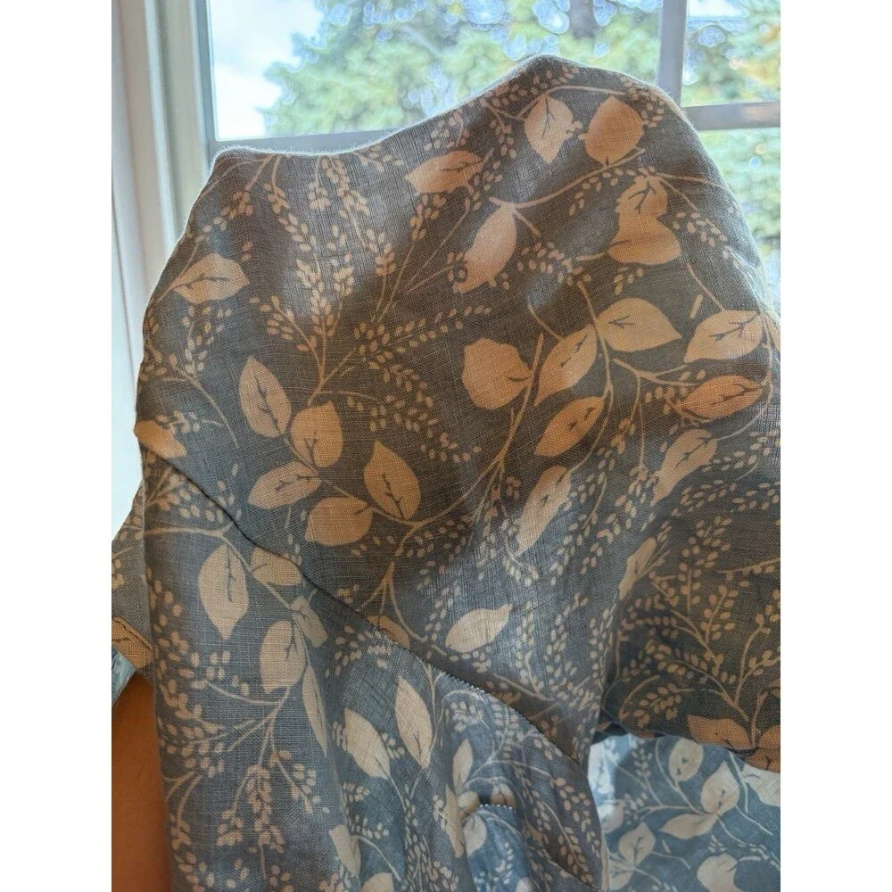 Free People Womans Dress Blue Paper Hearts Babydoll Floral Leaf Linen Size S